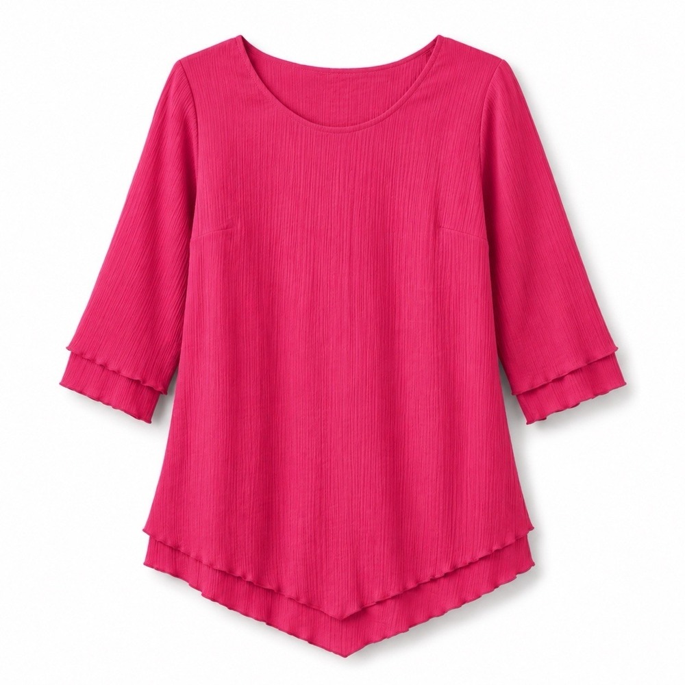 NWT Soft Surroundings Siesta Key Tunic Cotton Gauze Pink Asymmetrical Coastal